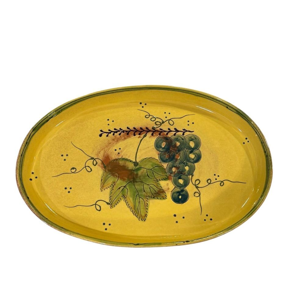 Bon‎ Appetit Romancing Provence Platter 16.5"X11" Hand Painted Terra Cotta